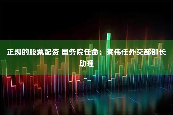 正规的股票配资 国务院任命：蔡伟任外交部部长助理