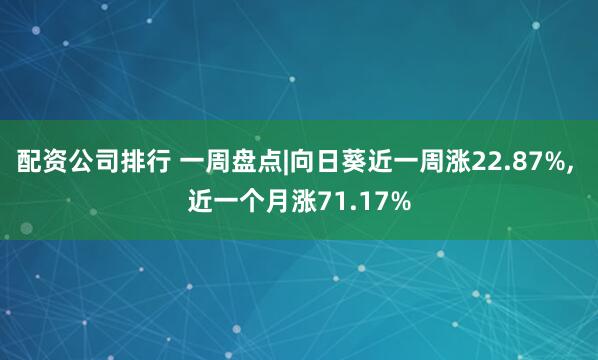 配资公司排行 一周盘点|向日葵近一周涨22.87%, 近一个月涨71.17%